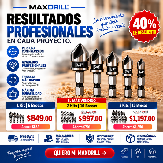 MaxDrill | Kit de Brocas Avellanadoras 5 Piezas